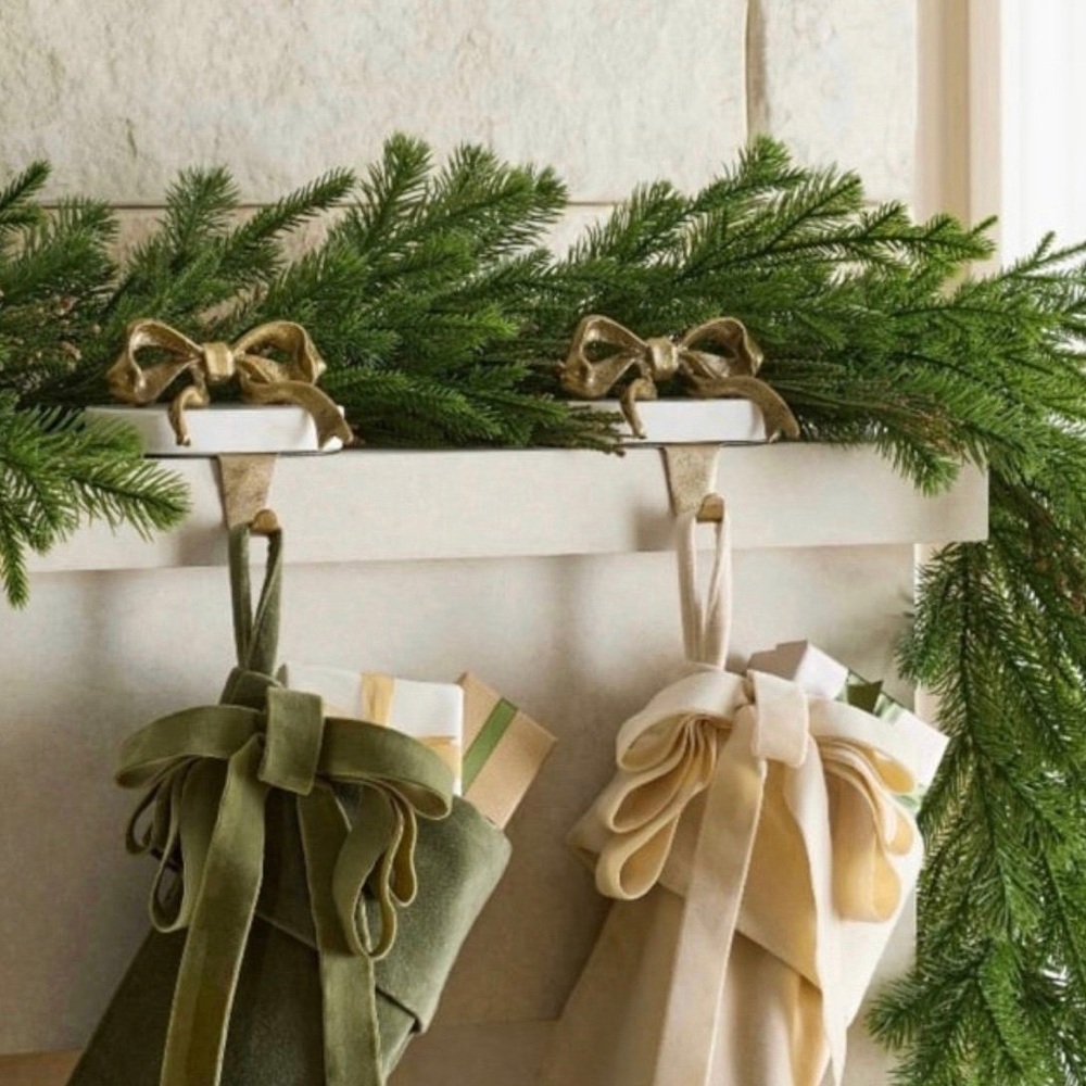 2 l Marble & Metal Bow Christmas Stocking Holder Gold - Threshold Studio McGee